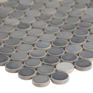 Domino White And Black Penny Round Mosaic