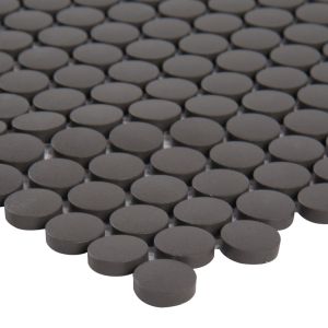 FREE SHIPPING - Domino Black Matte Penny Round Mosaic