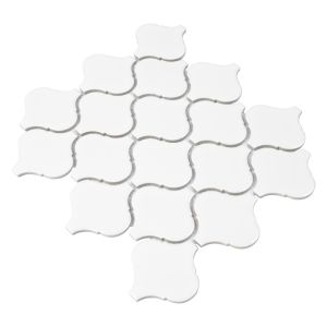 FREE SHIPPING - Retro Bianco Glossy Arabesque Mosaic