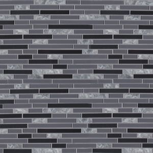 FREE SHIPPING - Lorena Grigio Glass Stone Metal Interlocking Mosaic