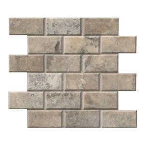 FREE SHIPPING - Silver Travertine 2x4 Beveled Brick Mosaic