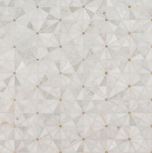 Elegante Pinwheel Gold Stone & Metal Wall Tile