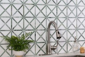 FREE SHIPPING - Verdant Green 12X12 Geometrica Pattern Polished Marble Tile