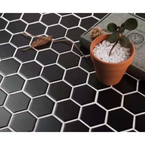 FREE SHIPPING - Domino Nero 2" Hexagon Matte Porcelain Tile