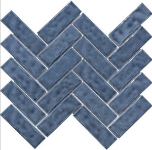 FREE SHIPPING - Renzo Blue Slate Herringbone Handcrafted Tile