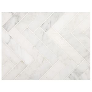 FREE SHIPPING - Carrara White 2X8 Elongated Herringbone Mosaic