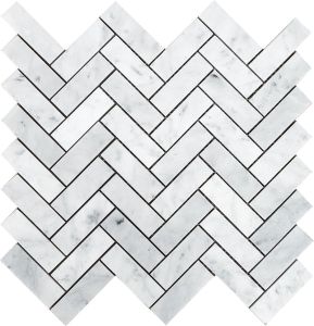 FREE SHIPPING. - Carrara White 1x3 Herringbone Honed