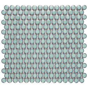 FREE SHIPPING - Green Mossy Porcelain Penny Round Mosaic