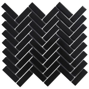 FREE SHIPPING -Retro Nero Matte Herringbone Mosaic
