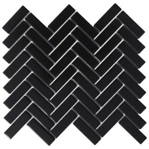FREE SHIPPING -Retro Nero Matte Herringbone Mosaic