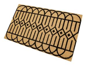 FREE SHIPPING - Coir Door Mat 18X30 - Black Geometrika