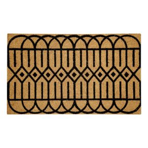 FREE SHIPPING - Coir Door Mat 22x36 - Black Geometrika