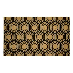 FREE SHIPPING - Coir Door Mat 18X30 - Black Hexagon