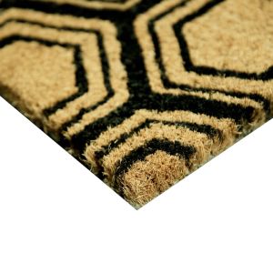FREE SHIPPING - Coir Door Mat 18X30 - Black Hexagon