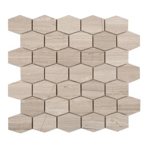 White Oak 2" Elongated Hexagon Honed