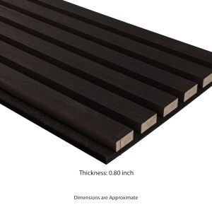 Ebony 9.5 in. x 94.5 in. 3D Wood Slat Acoustic Fluted Sound Absorbing Wall Panel