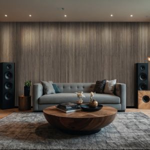 Tawny 9.5 in. x 120 in. 3D Wood Slat Acoustic Fluted Sound Absorbing Wall Panel